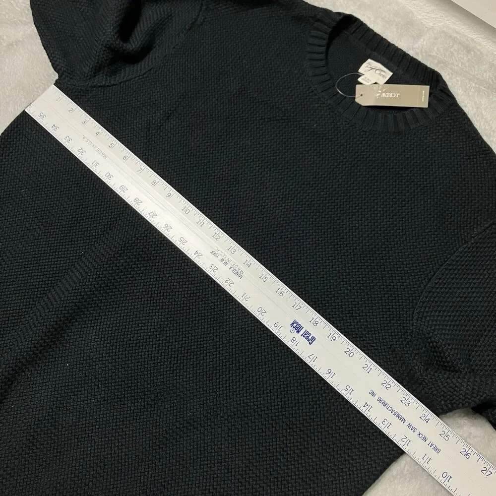 J Crew‎ Mens XXL Black Premium Basket-stitch Cotton Crewneck Sweater - Picture 7 of 11